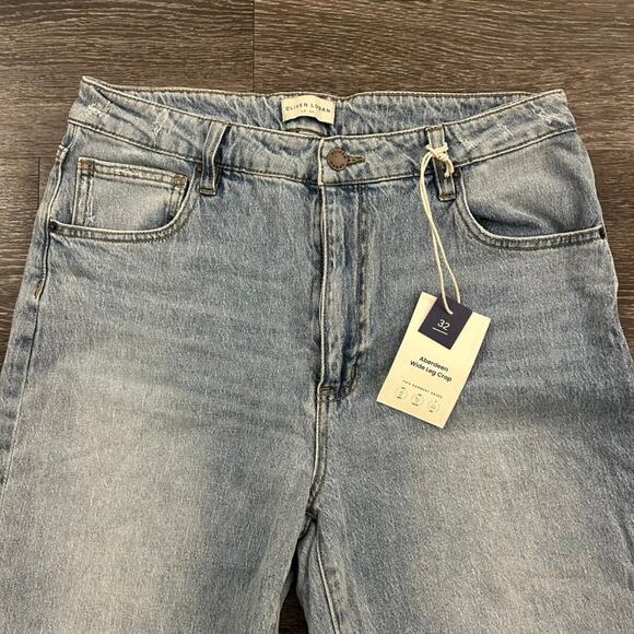 NWT Oliver Logan Aberdeen Wide Leg Crop Jeans Light Wash Size 32 High Rise Denim - Picture 5 of 16